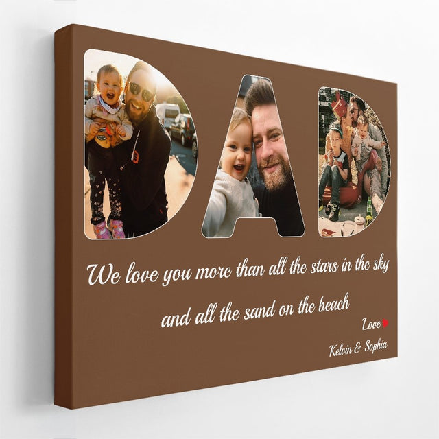 Dad Custom Photo - Personalized Brown Background Canvas