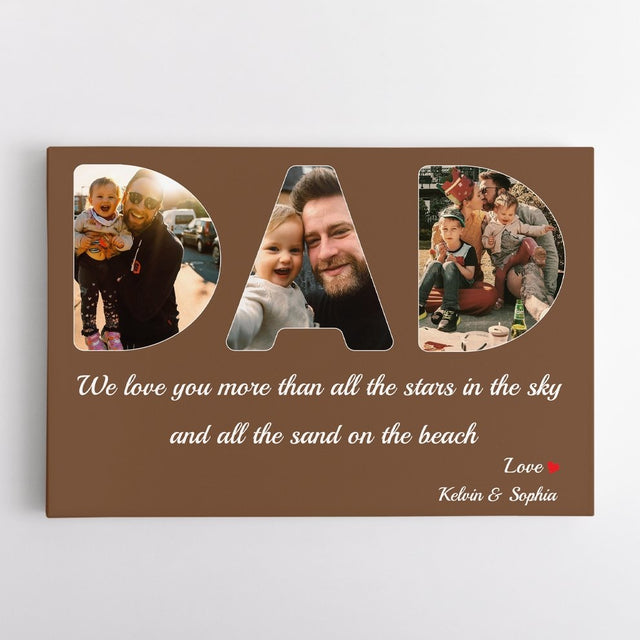 Dad Custom Photo - Personalized Brown Background Canvas