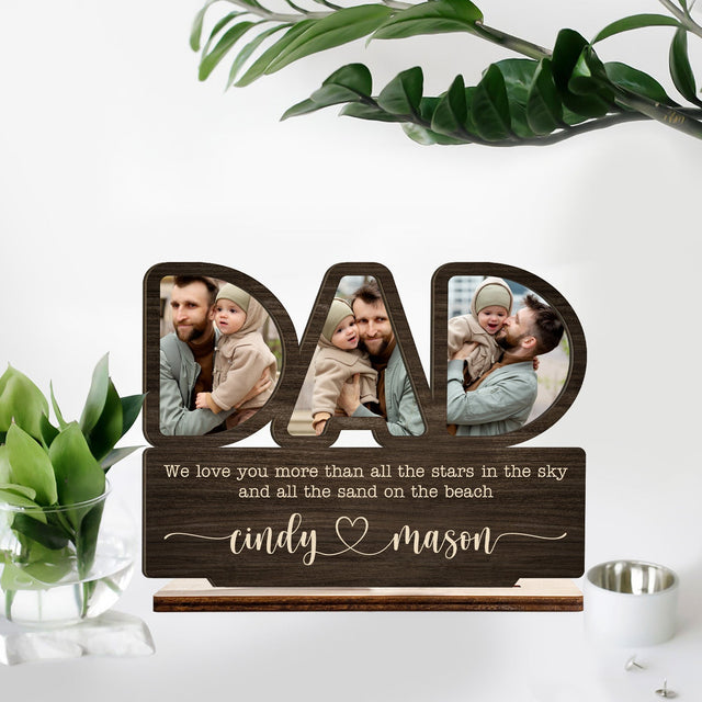 Dad, Custom Photo, Personalized Name, Wooden Plaque 3 Layers