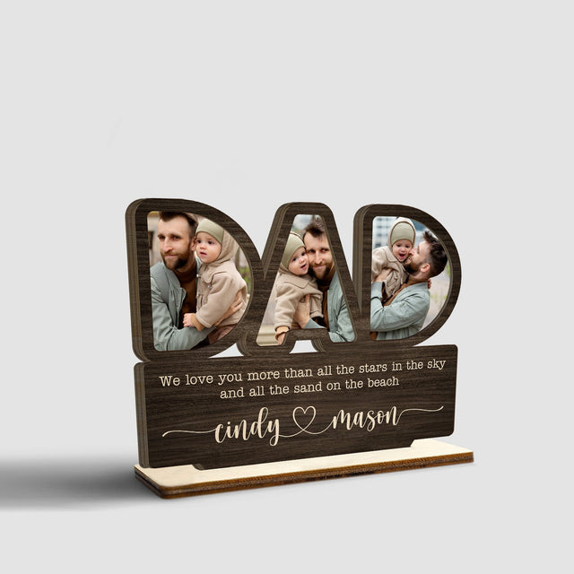 Dad, Custom Photo, Customizable Name, Wooden Plaque 3 Layers