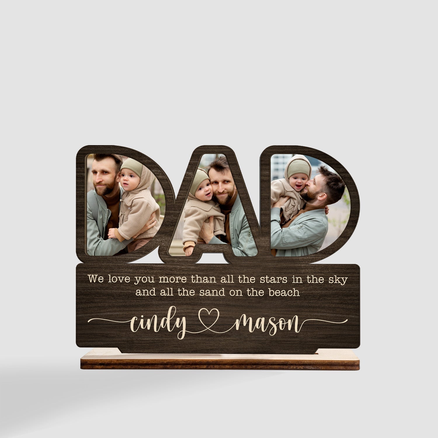 Dad, Custom Photo, Personalized Name, Wooden Plaque 3 Layers
