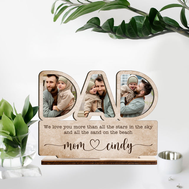 Dad, Custom Photo, Personalized Name, Wooden Plaque 3 Layers