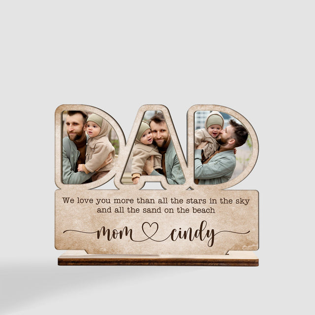 Dad, Custom Photo, Personalized Name, Wooden Plaque 3 Layers