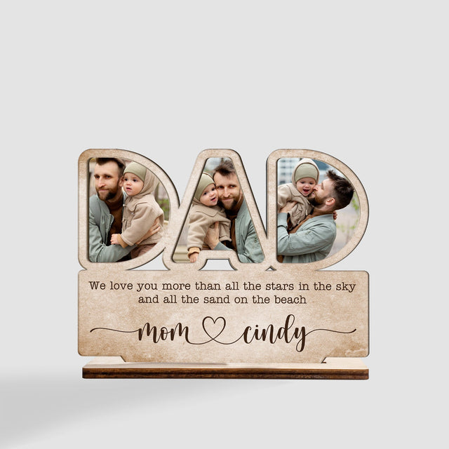 Dad, Custom Photo, Customizable Name, Wooden Plaque 3 Layers