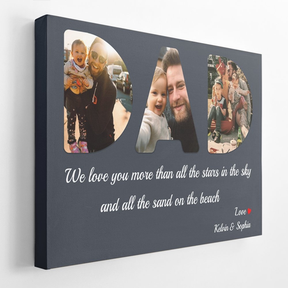 Dad Custom Photo - Personalized Navy Background Canvas