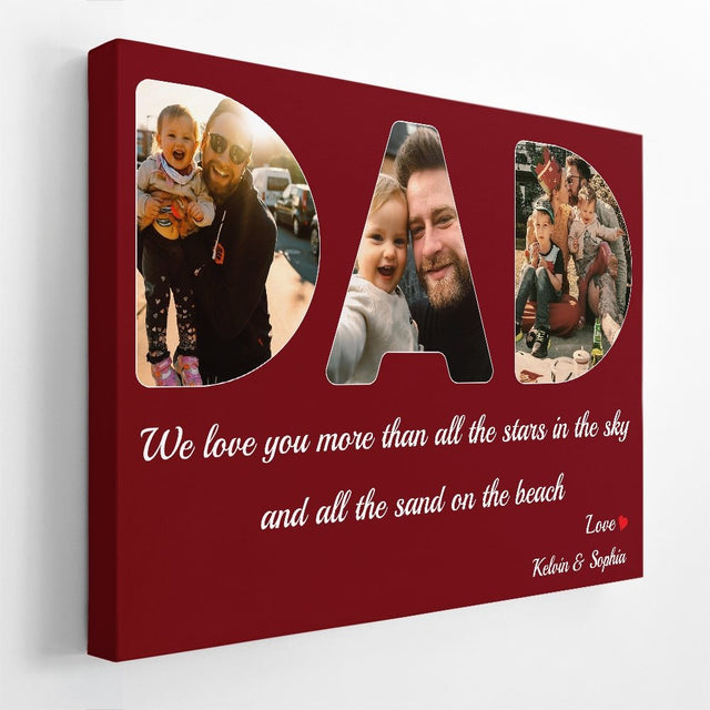 Dad Custom Photo - Personalized Red Berry Background Canvas