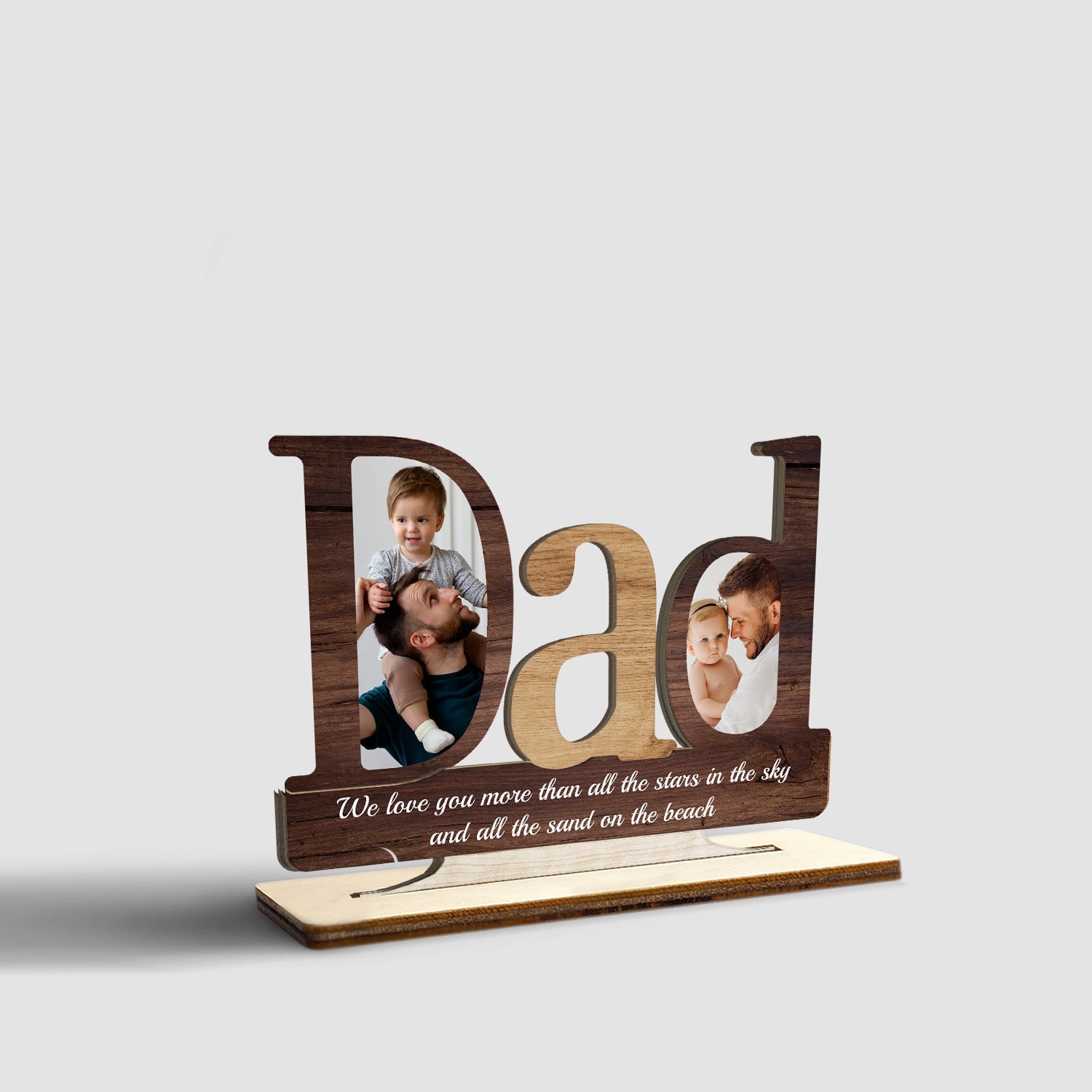 Dad, Custom Photo, Personalized Text, Wooden Plaque 3 Layers