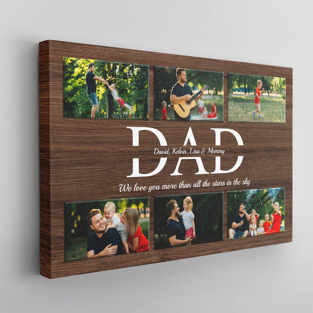 Dad Custom Text and Photo - Personalized Light Wood Background Canvas