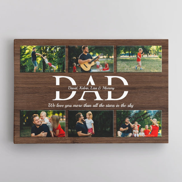 Dad Custom Text and Photo - Personalized Light Wood Background Canvas