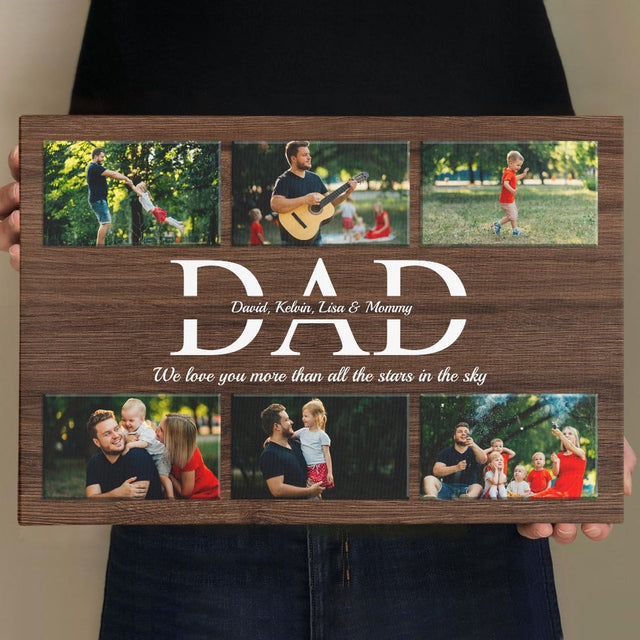 Dad Custom Text and Photo - Personalized Light Wood Background Canvas