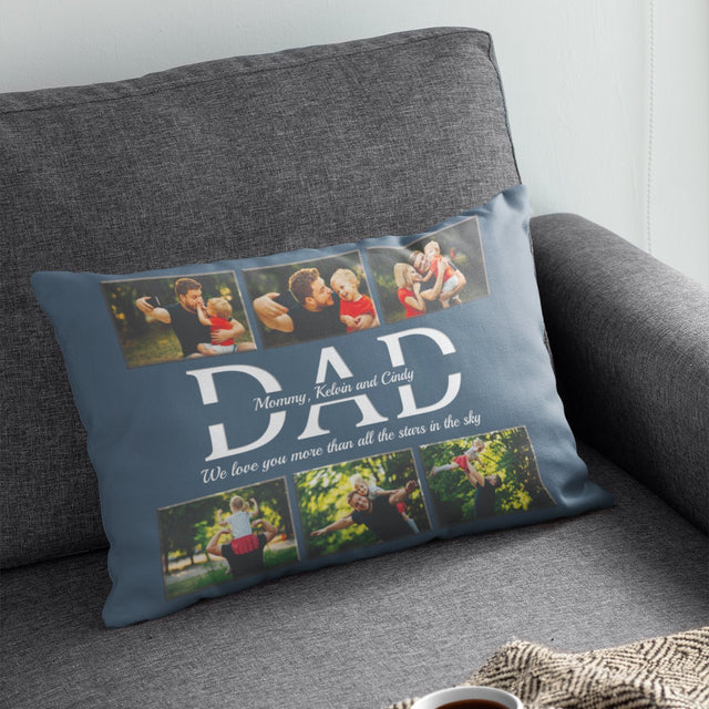 Dad Custom Text and Photo - Personalized Name And Text Pillow
