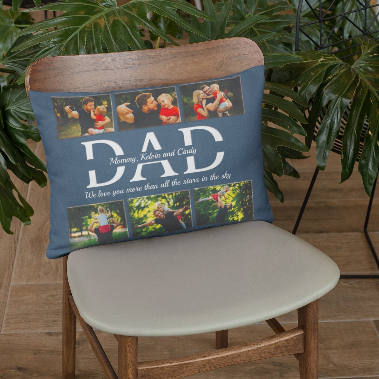 Dad Custom Text and Photo - Personalized Name And Text Pillow