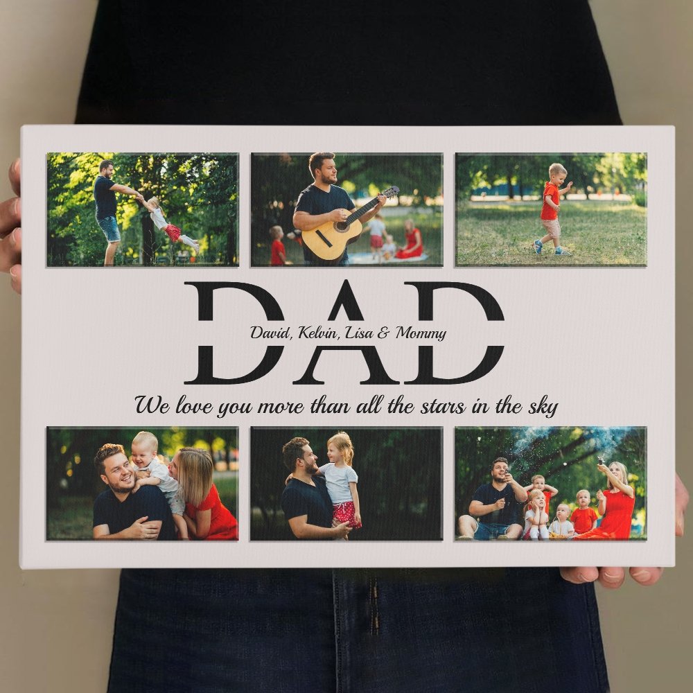 Dad Custom Text and Photo - Personalized Navy Vintage Background Canvas