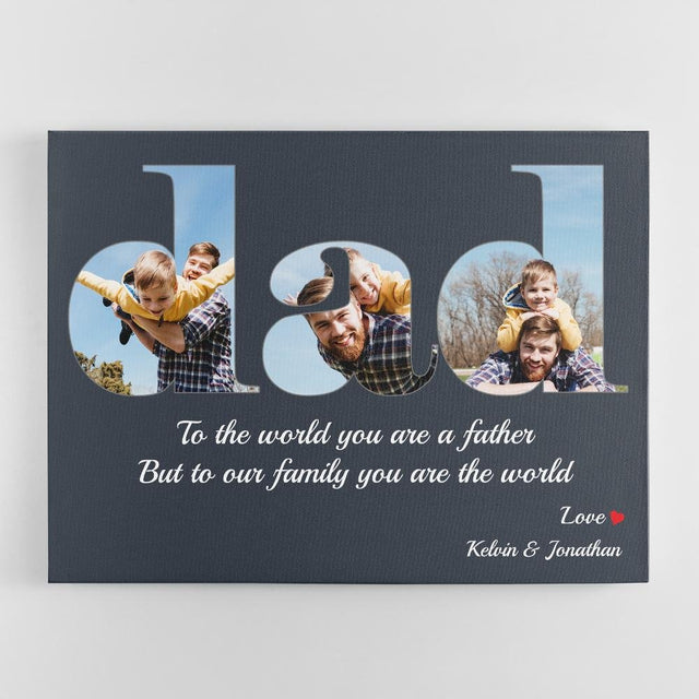 Dad Lowercase Custom Photo - Personalized Navy Vintage Background Canvas
