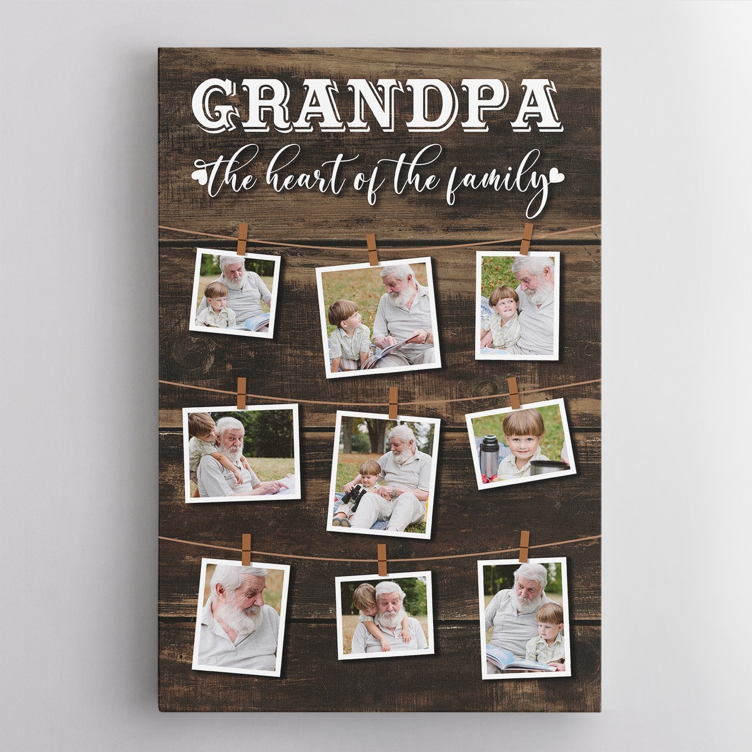 Dad, The Heart Of The Family, Custom Photo And Text Canvas Wall Art
