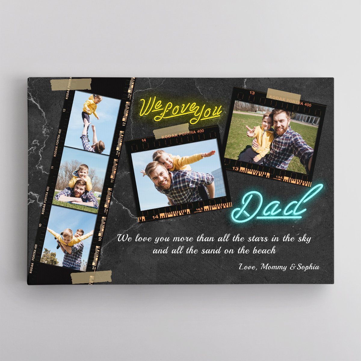 Dad, We Love You, Custom Photo, Personalized Name And Text Canvas Wall Art