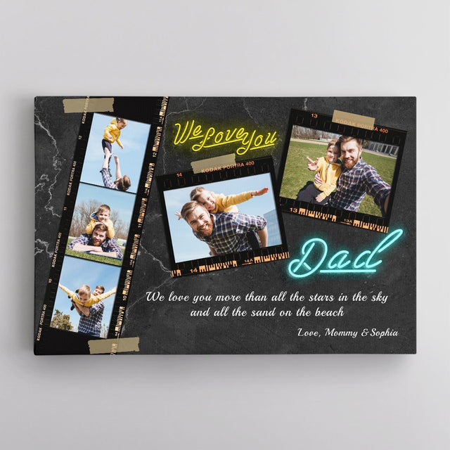 Dad, We Love You, Custom Photo, Personalized Name And Text Canvas Wall Art