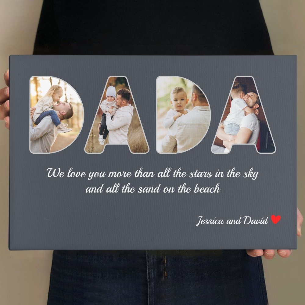 Dada Custom Photo - Personalized Name And Text Canvas Wall Art