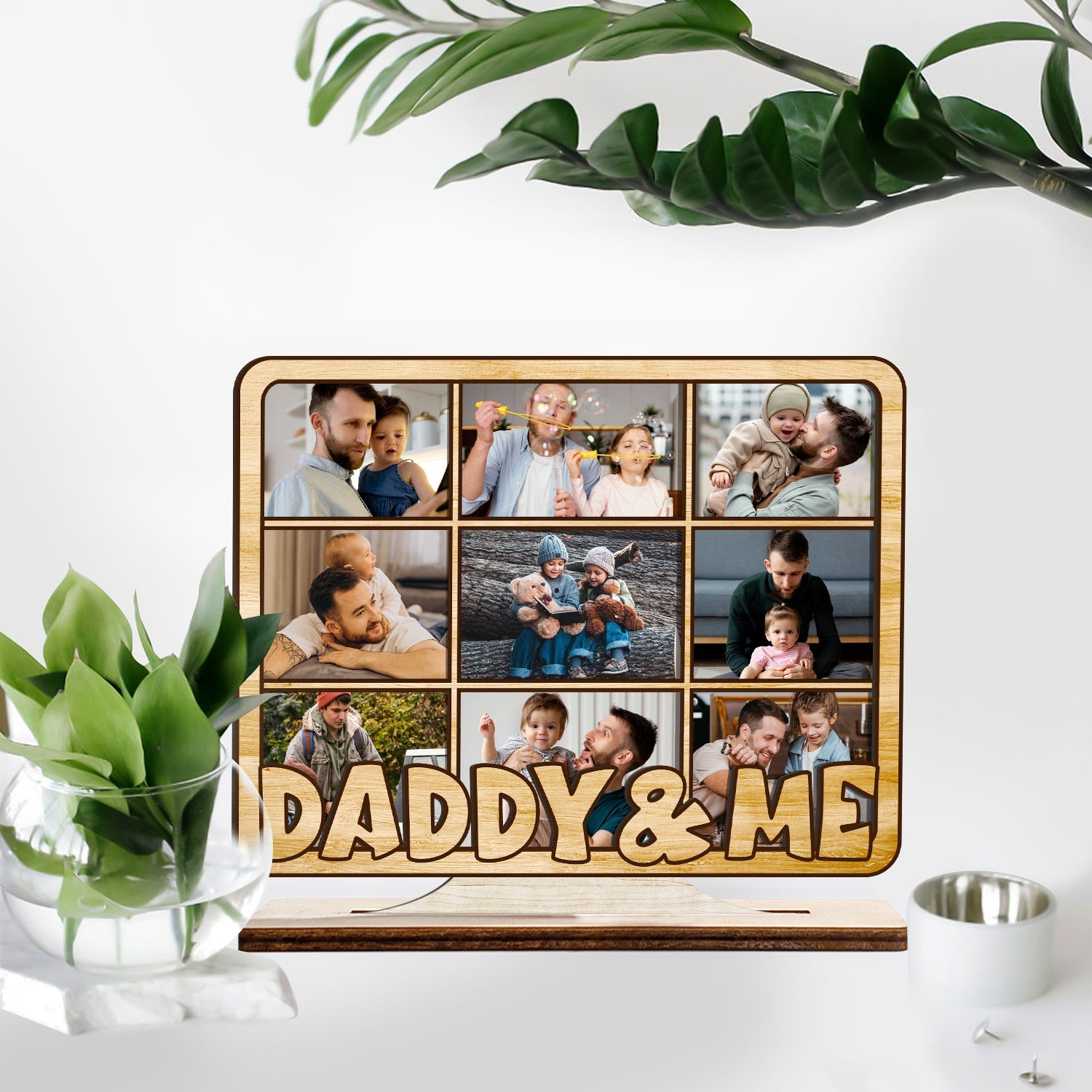 Daddy And Me, Custom Photo, Wooden Plaque 3 Layers
