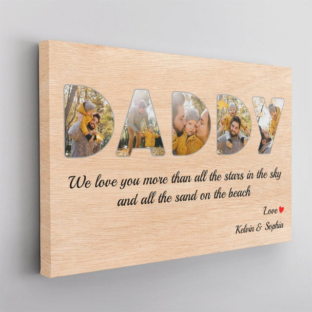 Daddy Custom Photo - Personalized Wood Background Canvas