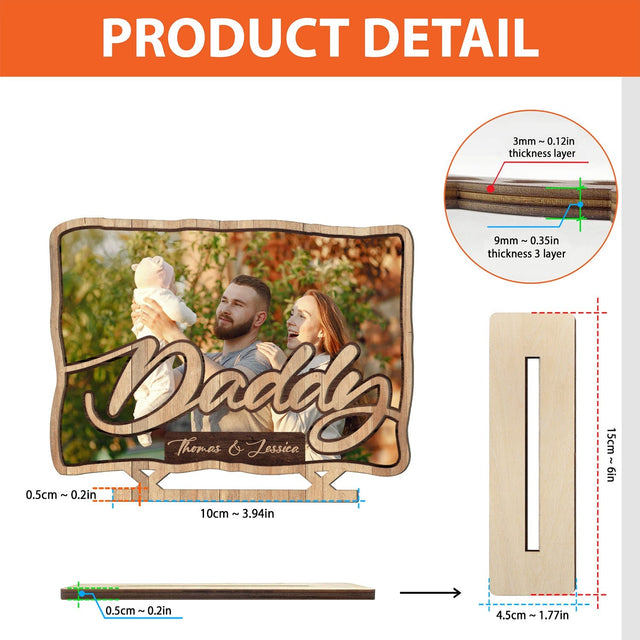 Daddy, Custom Photo, Wooden Plaque 3 Layers