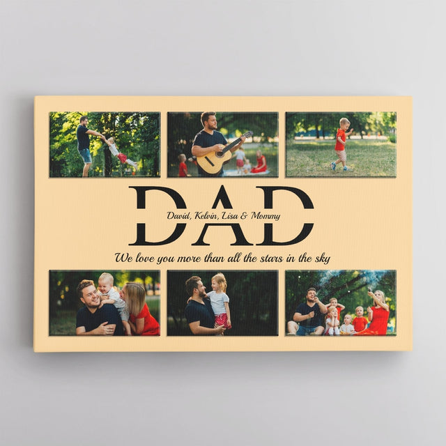 Daddy Custom Text and Photo - Personalized Navy Vintage Background Canvas