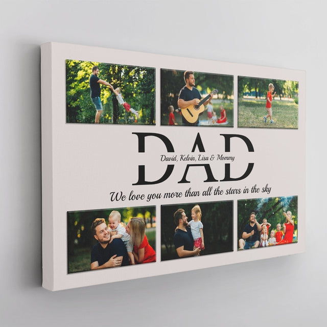 Daddy Custom Text and Photo - Personalized Navy Vintage Background Canvas