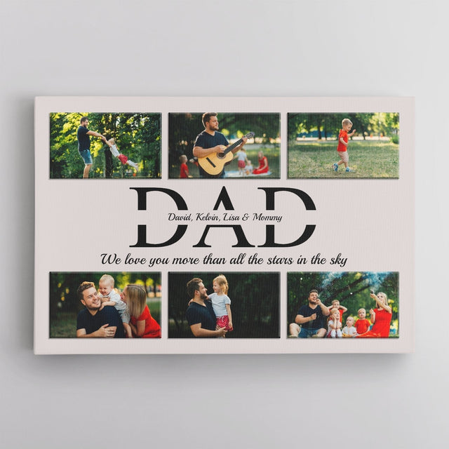 Daddy Custom Text and Photo - Personalized Navy Vintage Background Canvas