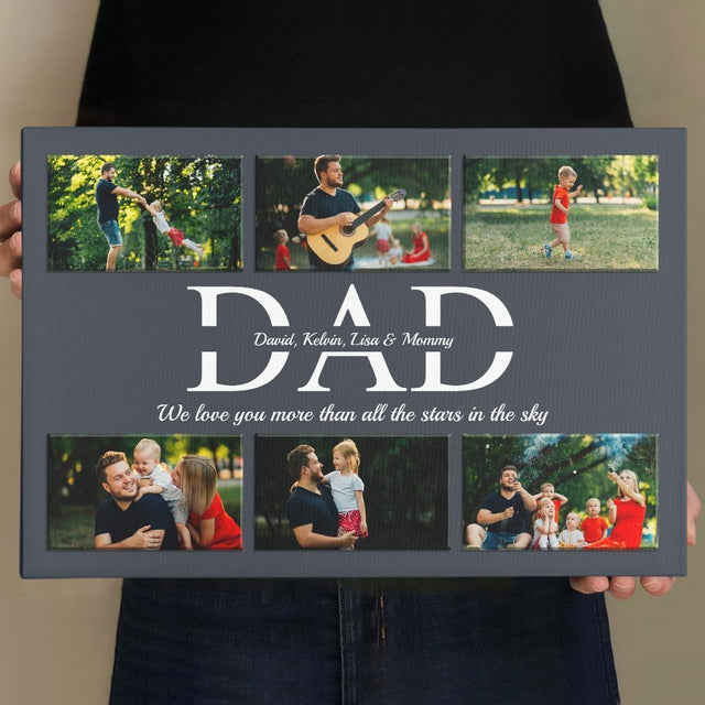Daddy Custom Text and Photo - Personalized Navy Vintage Background Canvas