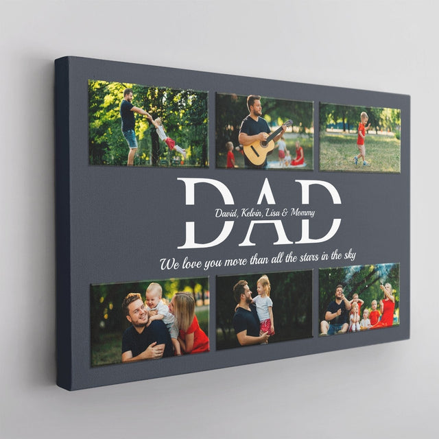 Daddy Custom Text and Photo - Personalized Navy Vintage Background Canvas