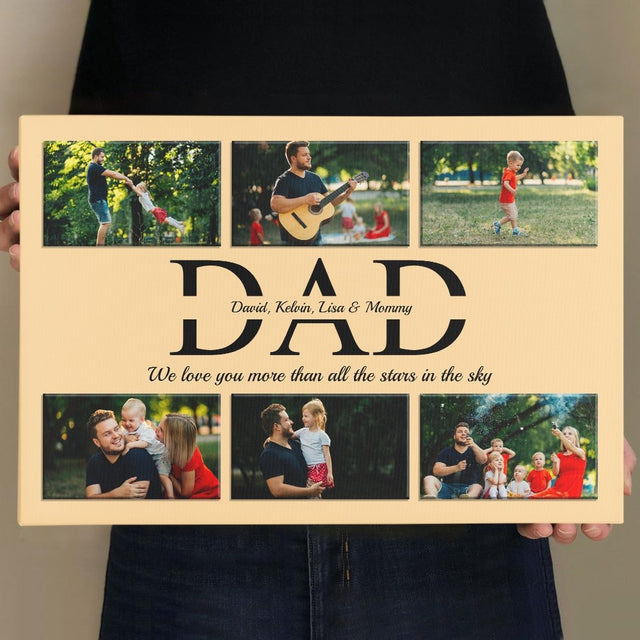 Daddy Custom Text and Photo - Personalized Navy Vintage Background Canvas