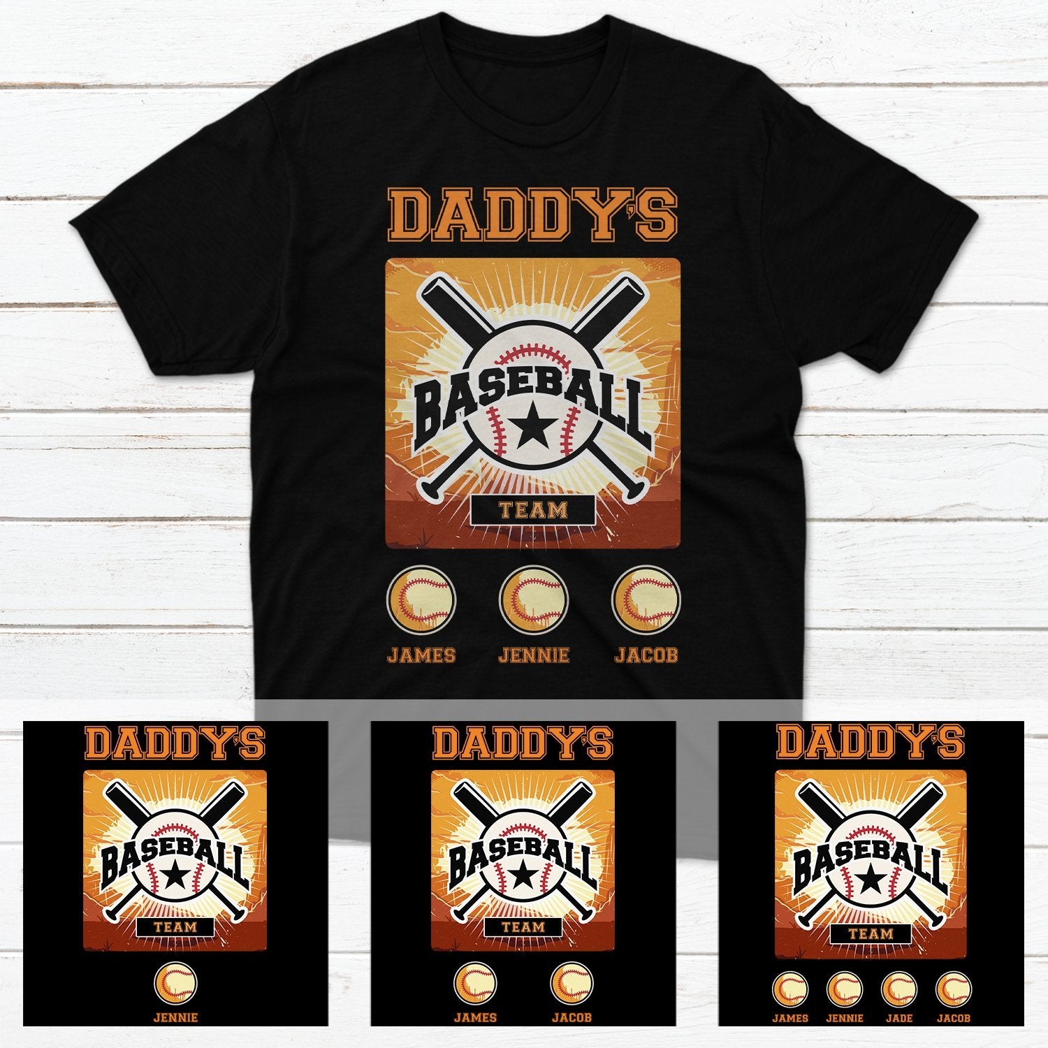 Daddy's Baseball Team Personalized Shirt