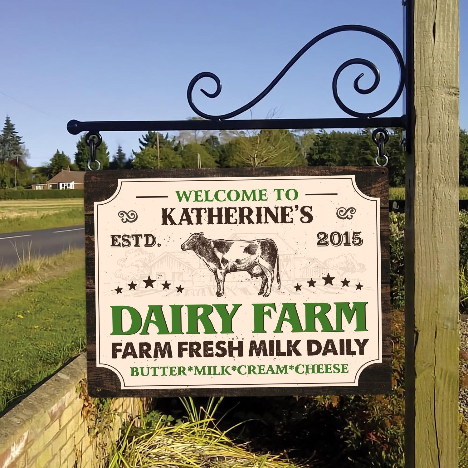 Dairy Farm, Farm Fresh Milk Daily, Customized Farm Sign