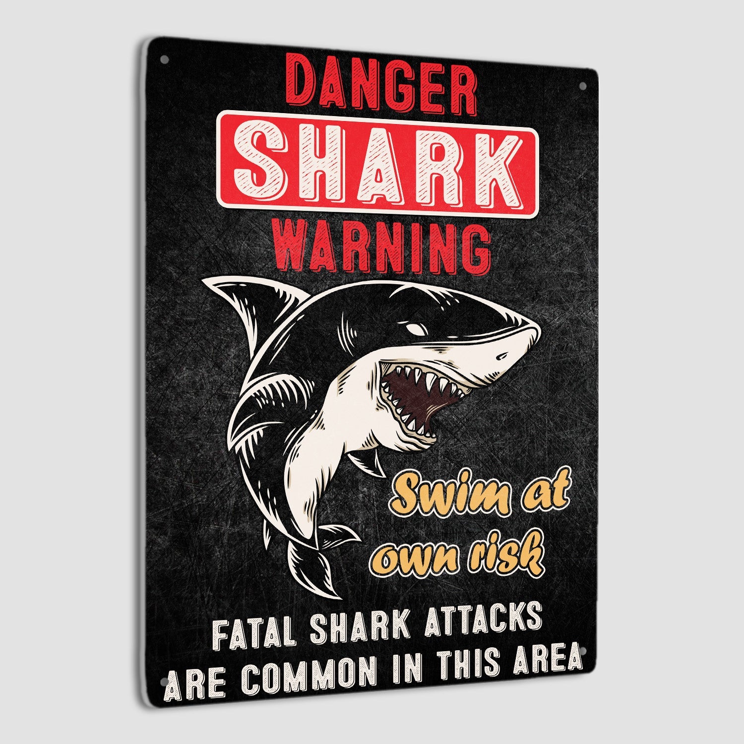 Danger Shark Warning Swim At Own Risk, Metal Signs