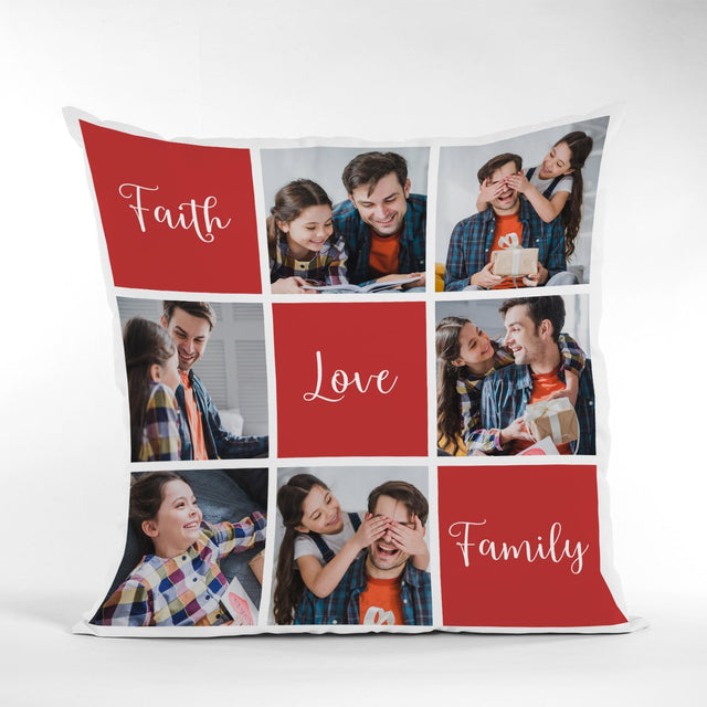 Faith, Love, Family, Custom Photo Pillow