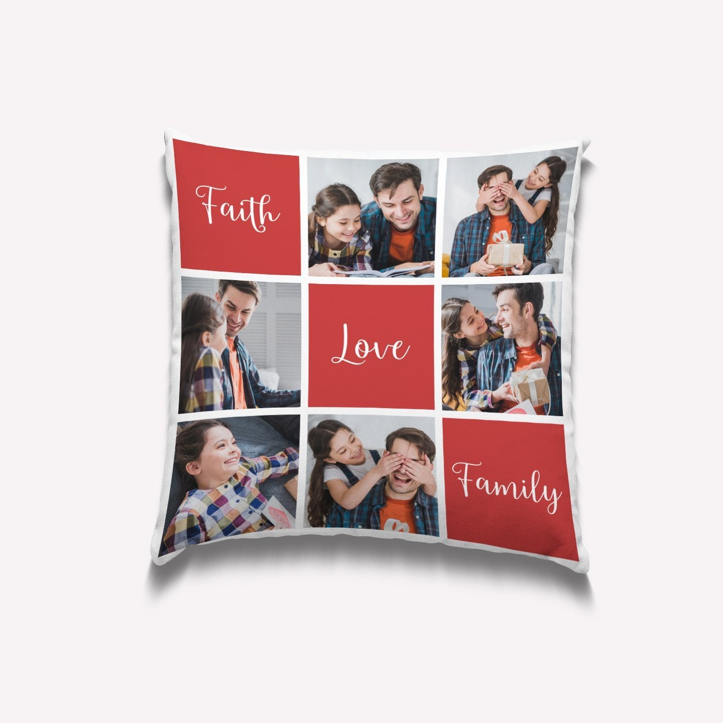 Faith, Love, Family, Custom Photo Pillow