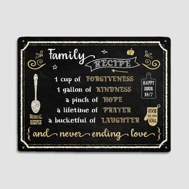 Family Recipe Metal Signs