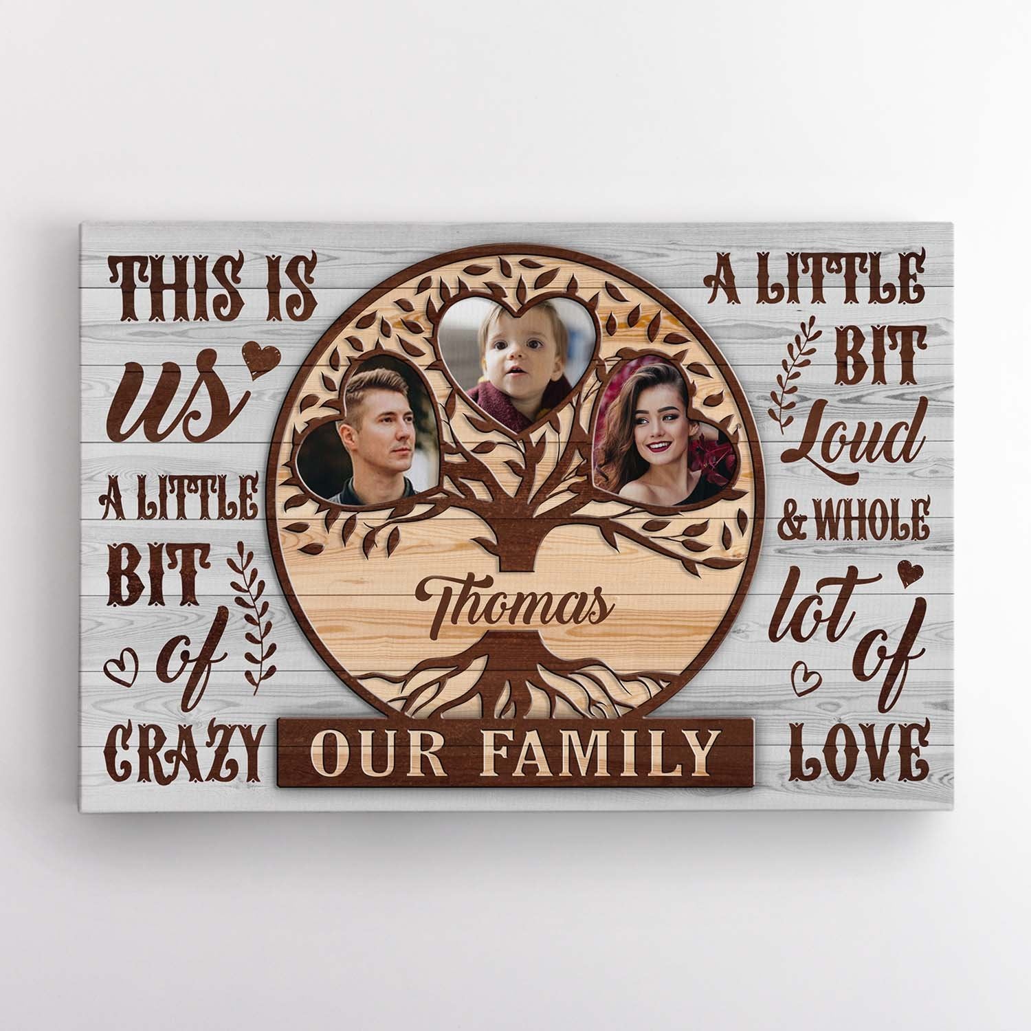 Family Tree, Custom Photo, Personalized Family Name, Canvas Wall Art