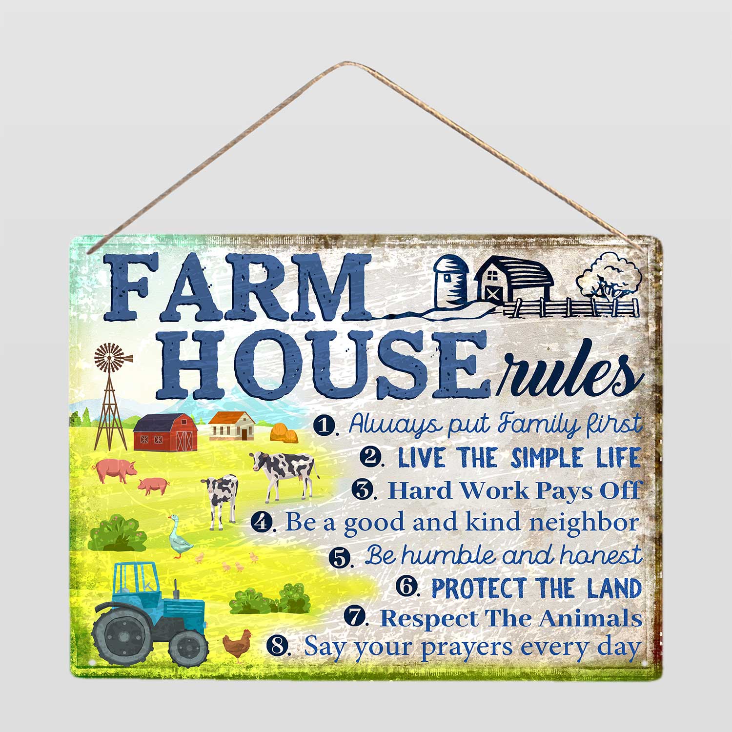 Farm House Rules, Metals Sign