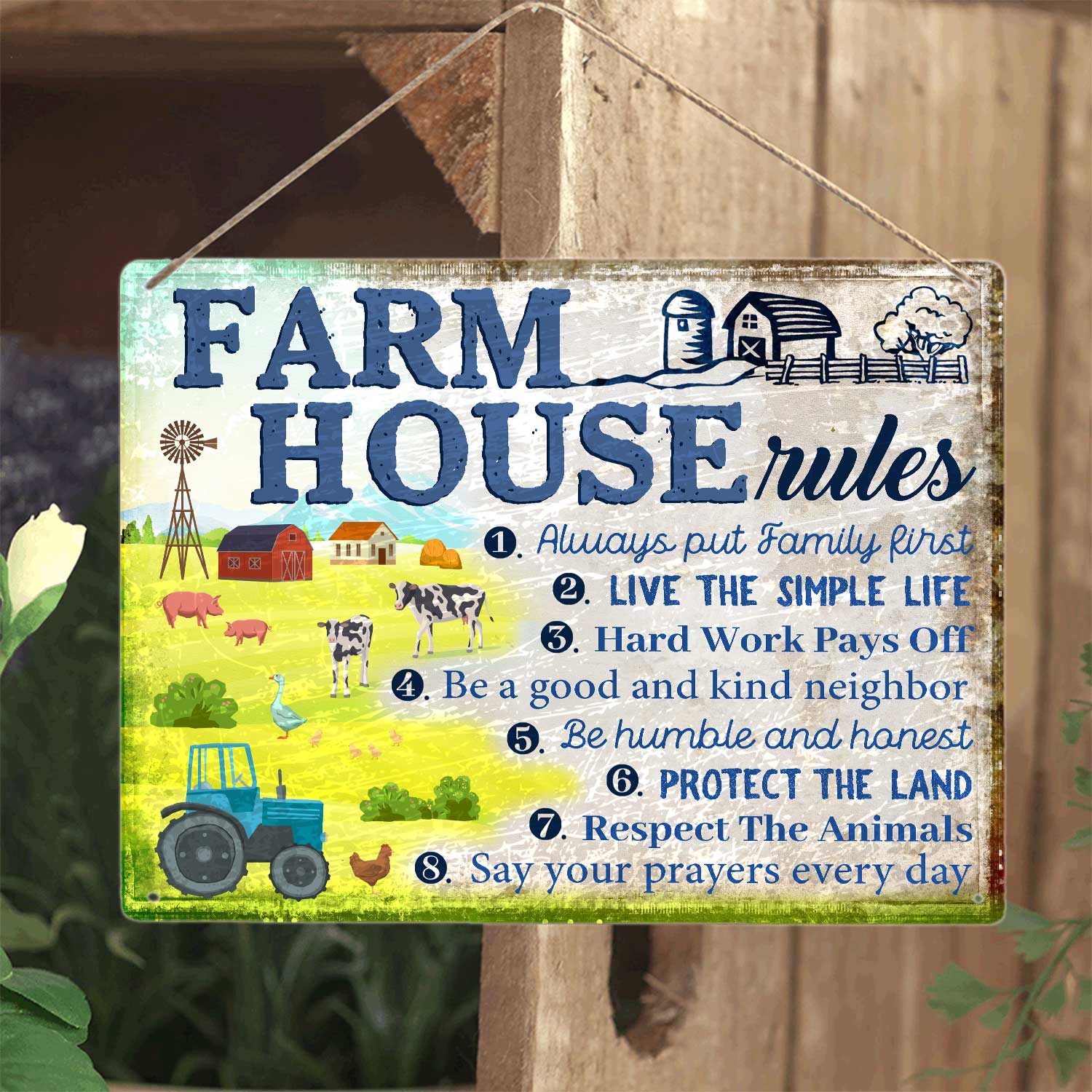 Farm House Rules, Metals Sign