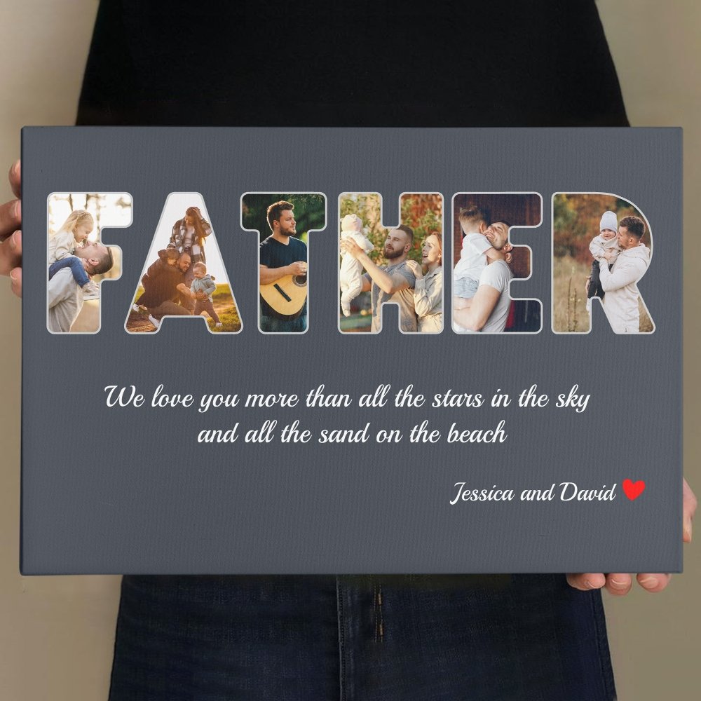 Father Custom Photo - Personalized Name And Text Canvas Wall Art