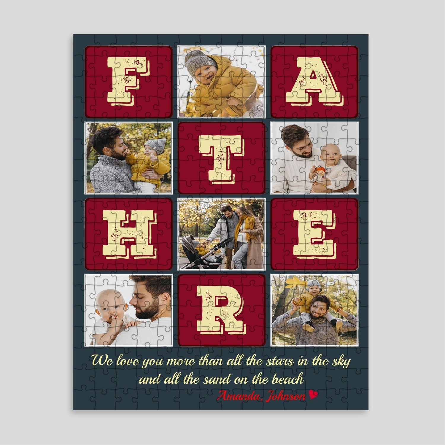 Father, Custom Photo, Personalized Name And Text Jigsaw Puzzles