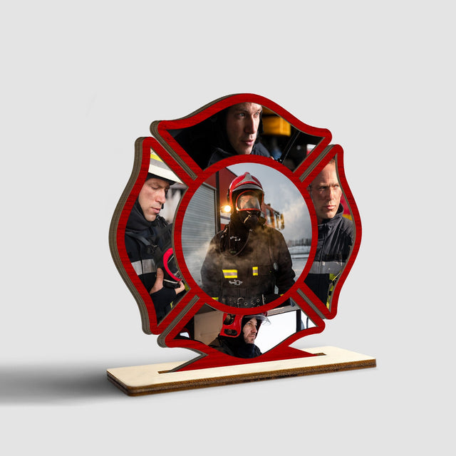 Firefighter, Custom Photo, Wooden Plaque 3 Layers