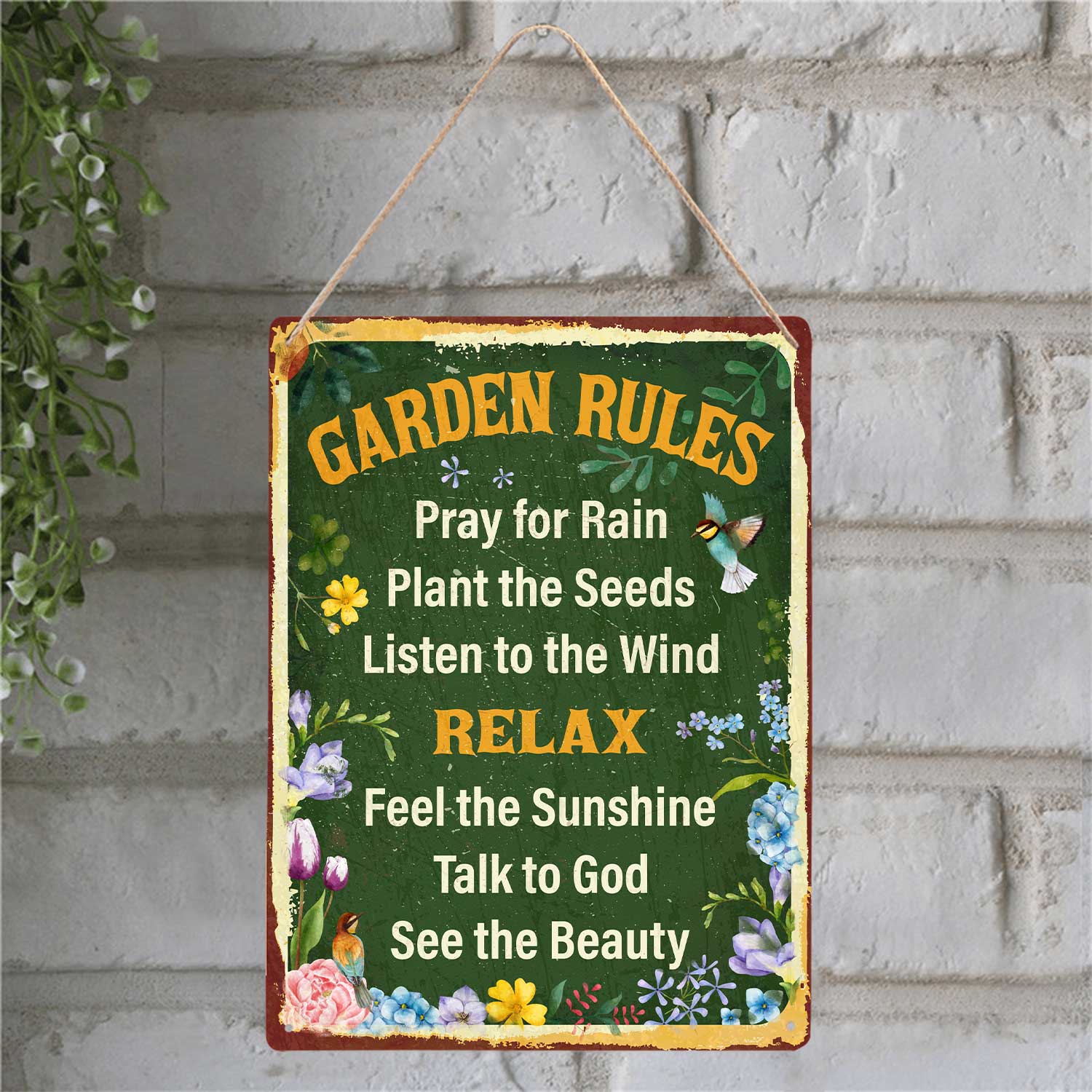Garden Rules, Metal Sign