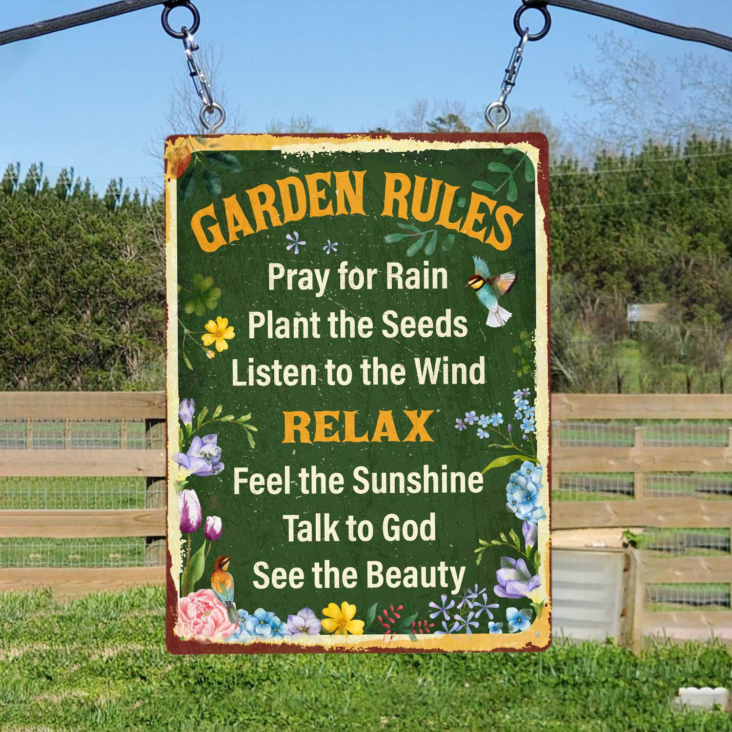 Garden Rules, Metal Sign