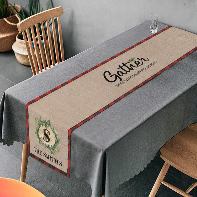 Gather Here With Grateful Hearts, Personalized Table Runner