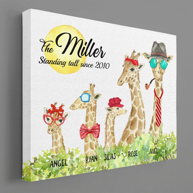 Giraffe Family Member Personalized Canvas