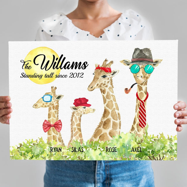 Giraffe Family Member Personalized Canvas