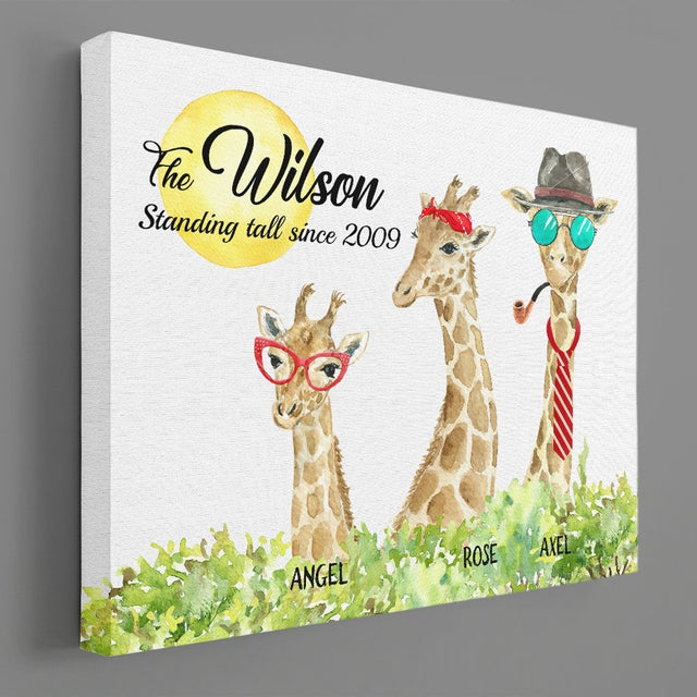 Giraffe Family Member Personalized Canvas