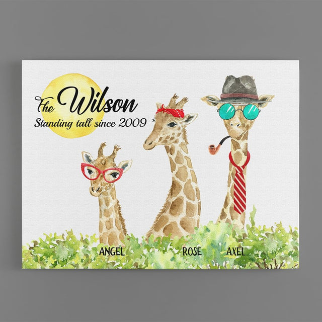 Giraffe Family Member Personalized Canvas